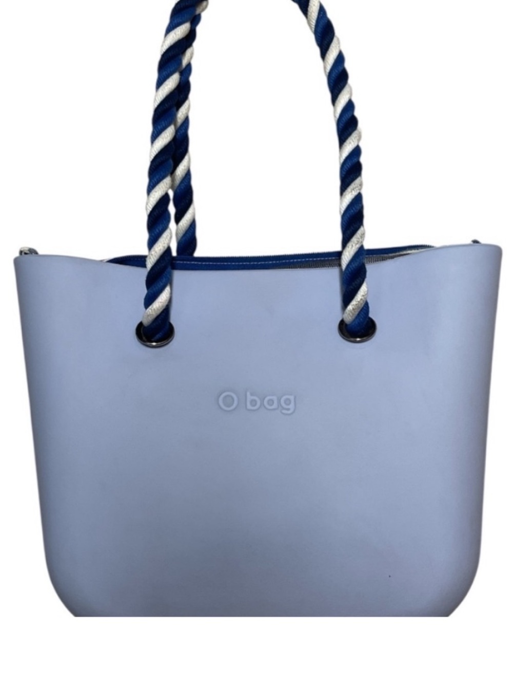 O BAG Light Blue Tote with Navy Rope Handles PLUS Leather exchangeable
Handels